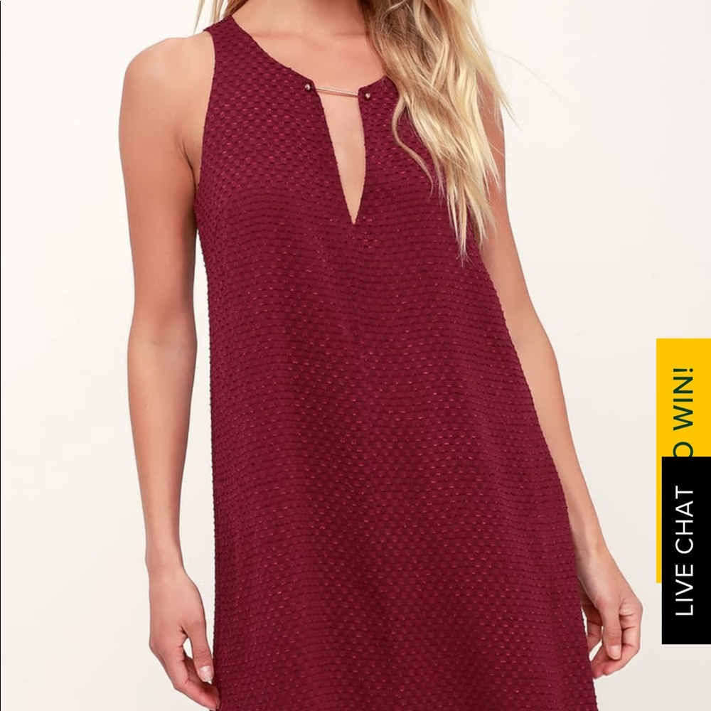 Lulu’s Burgundy Sleeveless Shift Dress